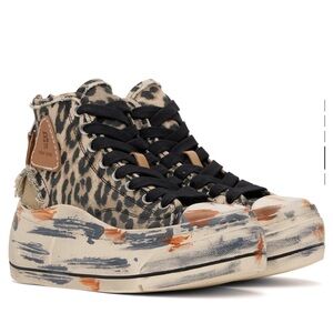 Leopard Print High-Top Sneakers